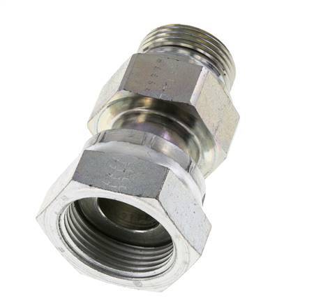 UN 1-7/16''-12 x G 1'' F/M Verzinkt Stalen Neusstuk ORFS 400 Bar - Hydrauliek