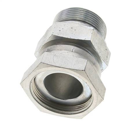UN 2''-12 x G 1 1/2'' F/M Zinc plated Steel Reducing Adapter ORFS 250 Bar - Hydraulic