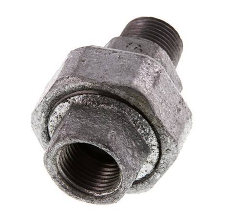 Rp 1/2'' x R 1/2'' F/M Verzinkt Gietijzeren Borstnippel 3-delig met Conische afdichting 25 Bar