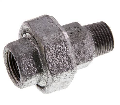 Rp 1/2'' x R 1/2'' F/M Verzinkt Gietijzeren Borstnippel 3-delig met Conische afdichting 25 Bar