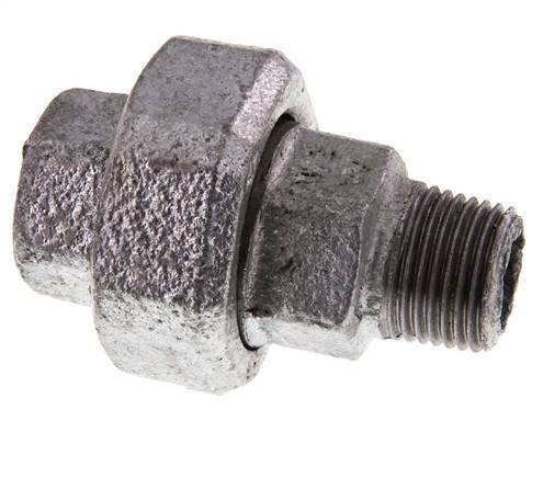 Rp 1/2'' x R 1/2'' F/M Verzinkt Gietijzeren Borstnippel 3-delig met Conische afdichting 25 Bar