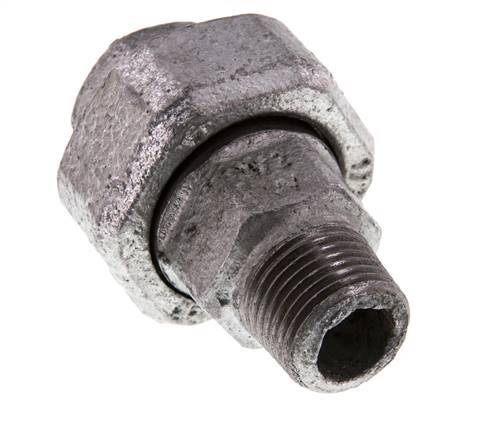 Rp 1/2'' x R 1/2'' F/M Verzinkt Gietijzeren Borstnippel 3-delig met Conische afdichting 25 Bar