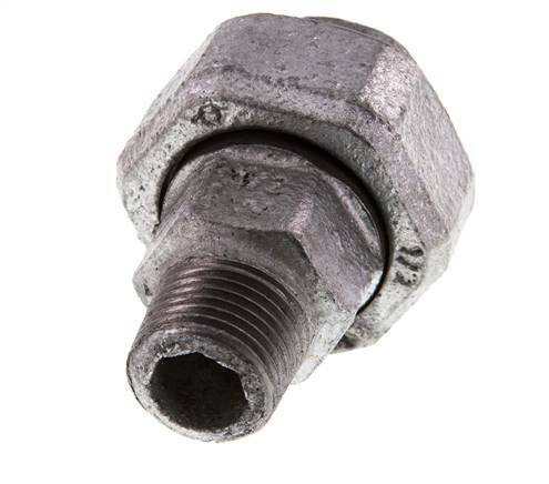 Rp 1/2'' x R 1/2'' F/M Verzinkt Gietijzeren Borstnippel 3-delig met Conische afdichting 25 Bar