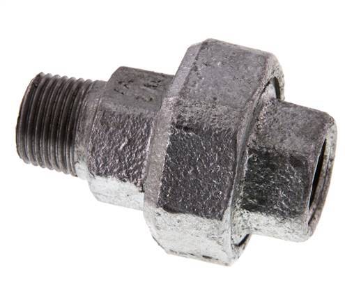 Rp 1/2'' x R 1/2'' F/M Verzinkt Gietijzeren Borstnippel 3-delig met Conische afdichting 25 Bar