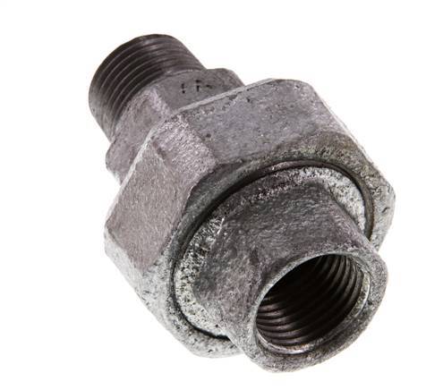 Rp 1/2'' x R 1/2'' F/M Verzinkt Gietijzeren Borstnippel 3-delig met Conische afdichting 25 Bar