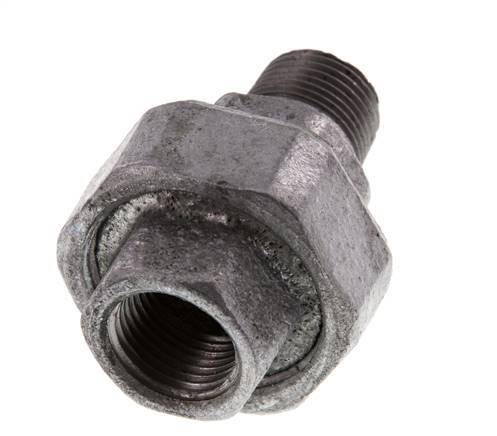 Rp 1/2'' x R 1/2'' F/M Verzinkt Gietijzeren Borstnippel 3-delig met Vlakke afdichting 25 Bar