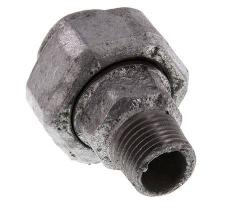 Rp 1/2'' x R 1/2'' F/M Verzinkt Gietijzeren Borstnippel 3-delig met Vlakke afdichting 25 Bar