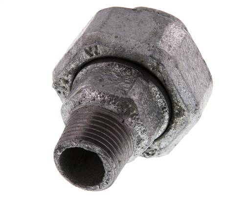 Rp 1/2'' x R 1/2'' F/M Verzinkt Gietijzeren Borstnippel 3-delig met Vlakke afdichting 25 Bar