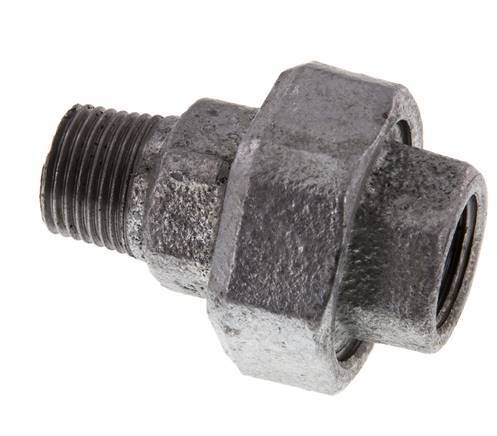 Rp 1/2'' x R 1/2'' F/M Verzinkt Gietijzeren Borstnippel 3-delig met Vlakke afdichting 25 Bar