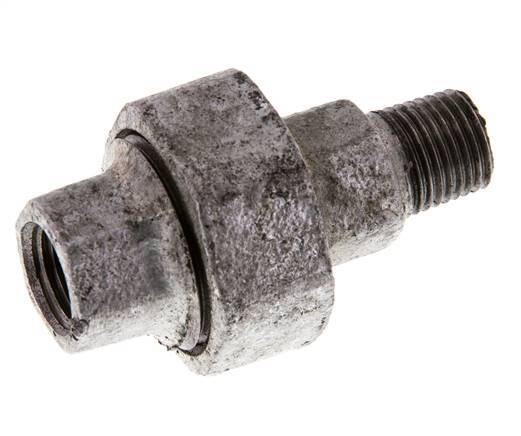 Rp 1/4'' x R 1/4'' F/M Verzinkt Gietijzeren Borstnippel 3-delig met Conische afdichting 25 Bar