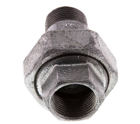 Rp 3/4'' x R 3/4'' F/M Verzinkt Gietijzeren Borstnippel 3-delig met Conische afdichting 25 Bar