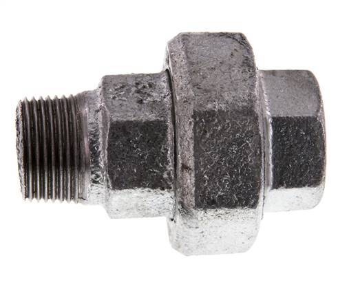 Rp 3/4'' x R 3/4'' F/M Verzinkt Gietijzeren Borstnippel 3-delig met Conische afdichting 25 Bar