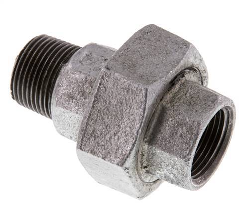 Rp 3/4'' x R 3/4'' F/M Verzinkt Gietijzeren Borstnippel 3-delig met Vlakke afdichting 25 Bar