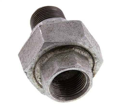 Rp 3/4'' x R 3/4'' F/M Verzinkt Gietijzeren Borstnippel 3-delig met Vlakke afdichting 25 Bar