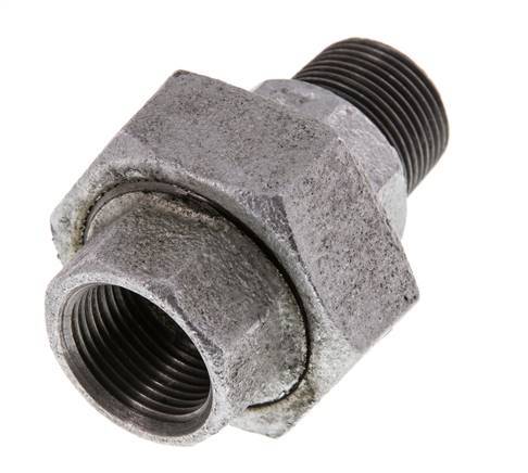 Rp 3/4'' x R 3/4'' F/M Verzinkt Gietijzeren Borstnippel 3-delig met Vlakke afdichting 25 Bar