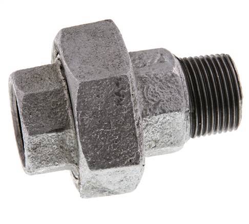 Rp 3/4'' x R 3/4'' F/M Verzinkt Gietijzeren Borstnippel 3-delig met Vlakke afdichting 25 Bar