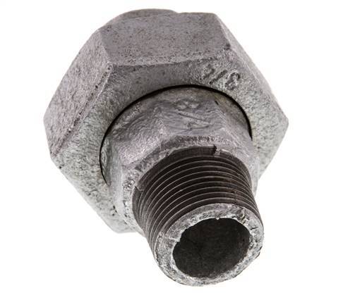 Rp 3/4'' x R 3/4'' F/M Verzinkt Gietijzeren Borstnippel 3-delig met Vlakke afdichting 25 Bar