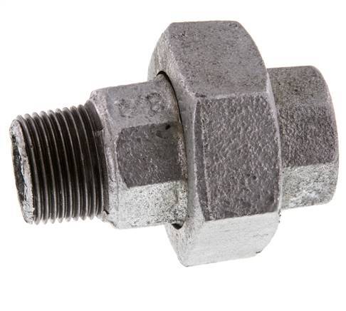 Rp 3/4'' x R 3/4'' F/M Verzinkt Gietijzeren Borstnippel 3-delig met Vlakke afdichting 25 Bar