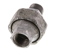 Rp 3/8'' x R 3/8'' F/M Verzinkt Gietijzeren Borstnippel 3-delig met Vlakke afdichting 25 Bar