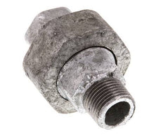 Rp 3/8'' x R 3/8'' F/M Zinc plated Cast iron Double Nipple 3-pieces with Flat sealing 25 Bar