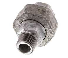 Rp 3/8'' x R 3/8'' F/M Verzinkt Gietijzeren Borstnippel 3-delig met Vlakke afdichting 25 Bar