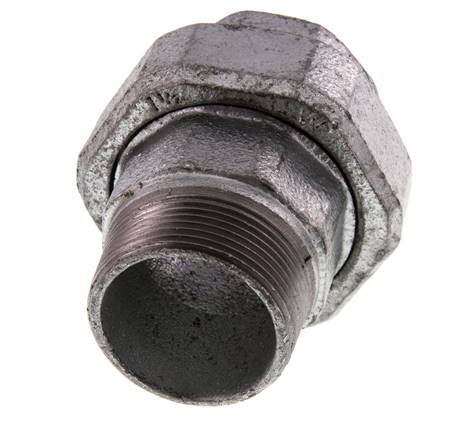 Rp 1 1/2'' x R 1 1/2'' F/M Verzinkt Gietijzeren Borstnippel 3-delig met Conische afdichting 25 Bar