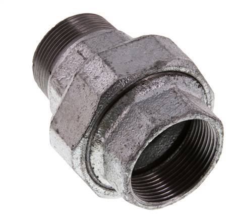 Rp 1 1/2'' x R 1 1/2'' F/M Verzinkt Gietijzeren Borstnippel 3-delig met Conische afdichting 25 Bar