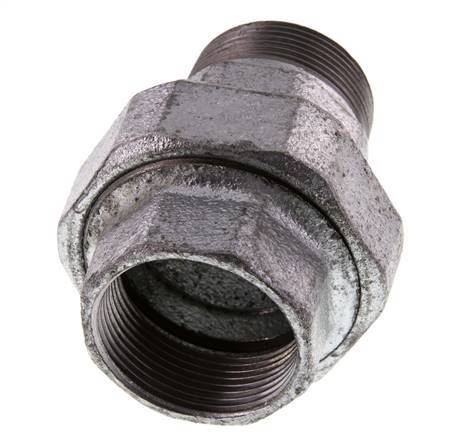 Rp 1 1/2'' x R 1 1/2'' F/M Verzinkt Gietijzeren Borstnippel 3-delig met Conische afdichting 25 Bar