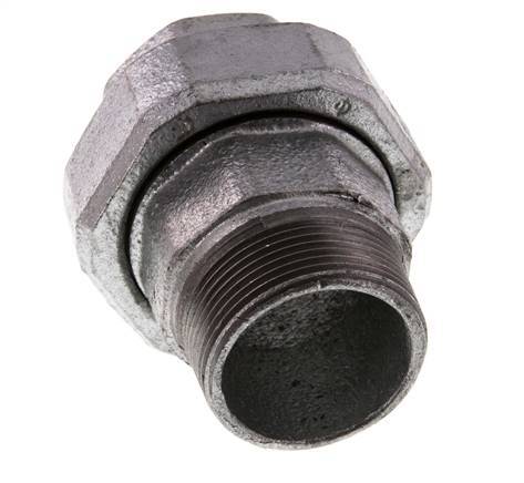 Rp 1 1/2'' x R 1 1/2'' F/M Verzinkt Gietijzeren Borstnippel 3-delig met Vlakke afdichting 25 Bar
