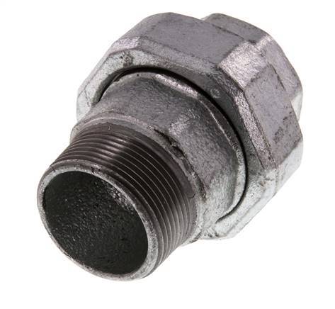 Rp 1 1/2'' x R 1 1/2'' F/M Verzinkt Gietijzeren Borstnippel 3-delig met Vlakke afdichting 25 Bar