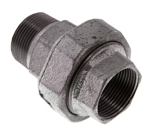 Rp 1 1/4'' x R 1 1/4'' F/M Verzinkt Gietijzeren Borstnippel 3-delig met Conische afdichting 25 Bar