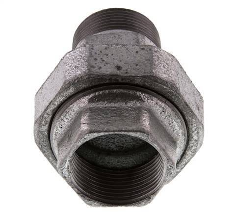 Rp 1 1/4'' x R 1 1/4'' F/M Verzinkt Gietijzeren Borstnippel 3-delig met Conische afdichting 25 Bar