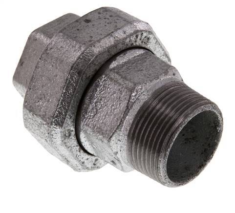 Rp 1 1/4'' x R 1 1/4'' F/M Verzinkt Gietijzeren Borstnippel 3-delig met Conische afdichting 25 Bar