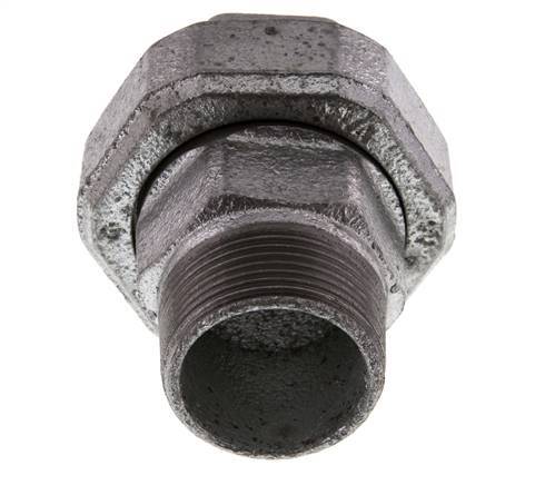 Rp 1 1/4'' x R 1 1/4'' F/M Verzinkt Gietijzeren Borstnippel 3-delig met Conische afdichting 25 Bar