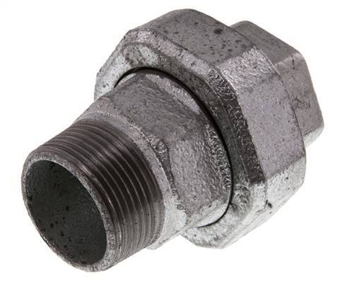 Rp 1 1/4'' x R 1 1/4'' F/M Verzinkt Gietijzeren Borstnippel 3-delig met Conische afdichting 25 Bar