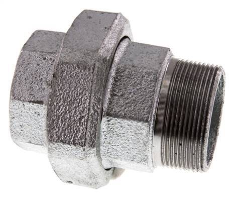 Rp 2'' x R 2'' F/M Verzinkt Gietijzeren Borstnippel 3-delig met Conische afdichting 25 Bar
