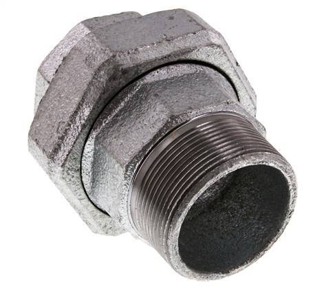 Rp 2'' x R 2'' F/M Verzinkt Gietijzeren Borstnippel 3-delig met Conische afdichting 25 Bar