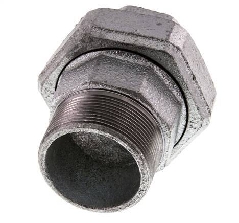 Rp 2'' x R 2'' F/M Verzinkt Gietijzeren Borstnippel 3-delig met Conische afdichting 25 Bar