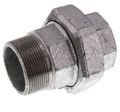 Rp 2'' x R 2'' F/M Verzinkt Gietijzeren Borstnippel 3-delig met Conische afdichting 25 Bar