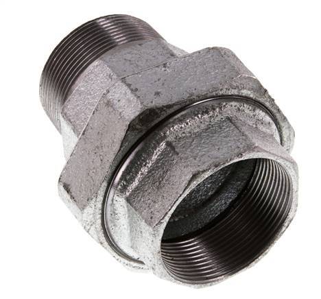 Rp 2'' x R 2'' F/M Verzinkt Gietijzeren Borstnippel 3-delig met Conische afdichting 25 Bar