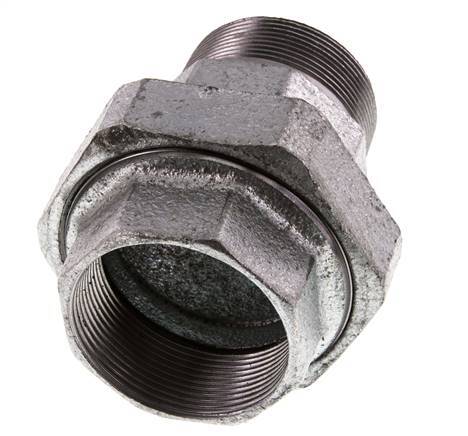 Rp 2'' x R 2'' F/M Verzinkt Gietijzeren Borstnippel 3-delig met Conische afdichting 25 Bar