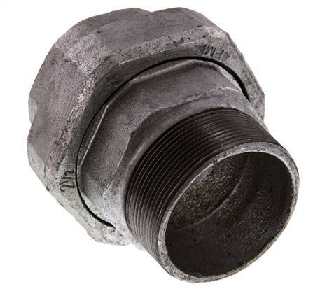 Rp 2 1/2'' x R 2 1/2'' F/M Verzinkt Gietijzeren Borstnippel 3-delig met Conische afdichting 25 Bar