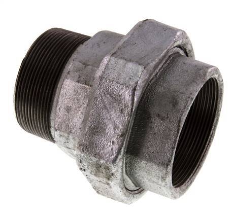 Rp 2 1/2'' x R 2 1/2'' F/M Verzinkt Gietijzeren Borstnippel 3-delig met Vlakke afdichting 25 Bar