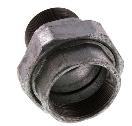 Rp 2 1/2'' x R 2 1/2'' F/M Verzinkt Gietijzeren Borstnippel 3-delig met Vlakke afdichting 25 Bar