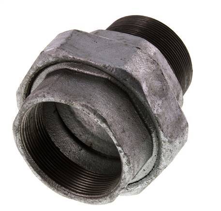 Rp 2 1/2'' x R 2 1/2'' F/M Verzinkt Gietijzeren Borstnippel 3-delig met Vlakke afdichting 25 Bar