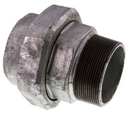 Rp 2 1/2'' x R 2 1/2'' F/M Verzinkt Gietijzeren Borstnippel 3-delig met Vlakke afdichting 25 Bar