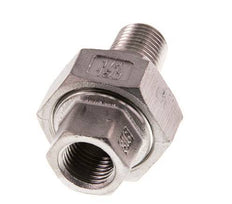 Rp 1/4'' x R 1/4'' F/M RVS Borstnippel 3-delig met Conische afdichting 16 Bar