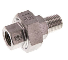 Rp 1/4'' x R 1/4'' F/M RVS Borstnippel 3-delig met Conische afdichting 16 Bar