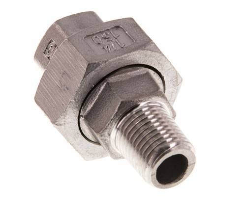 Rp 1/4'' x R 1/4'' F/M RVS Borstnippel 3-delig met Conische afdichting 16 Bar