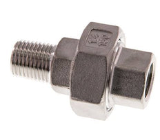 Rp 1/4'' x R 1/4'' F/M RVS Borstnippel 3-delig met Conische afdichting 16 Bar